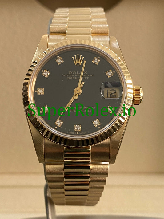 Datejust 31 Yellow Gold Black Diamond Dial Ref.68278