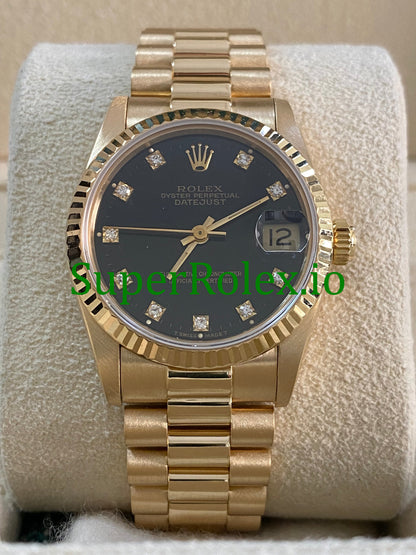 Datejust 31 Yellow Gold Black Diamond Dial Ref.68278