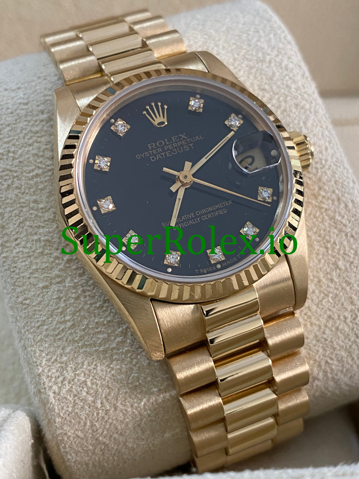 Datejust 31 Yellow Gold Black Diamond Dial Ref.68278