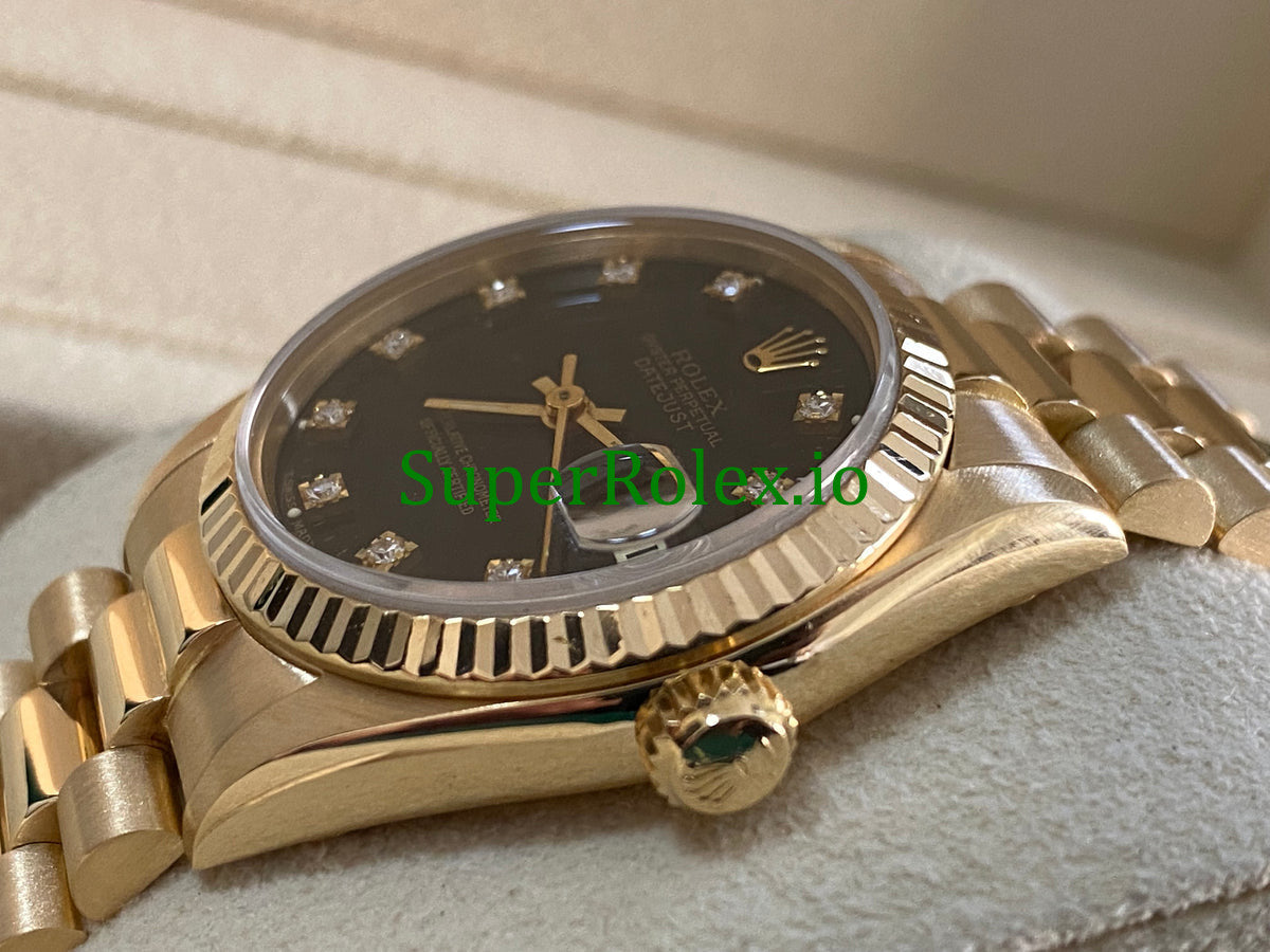 Datejust 31 Yellow Gold Black Diamond Dial Ref.68278