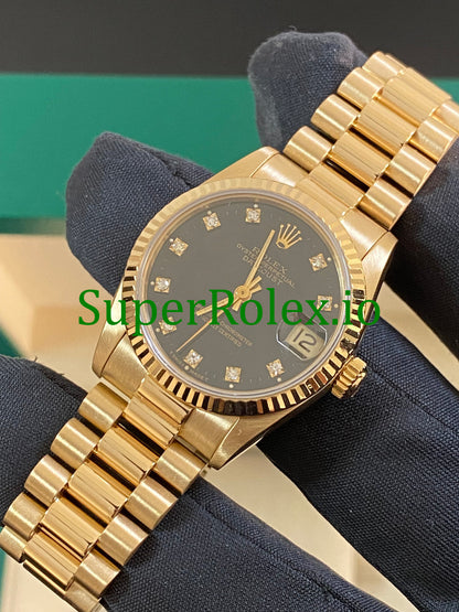 Datejust 31 Yellow Gold Black Diamond Dial Ref.68278