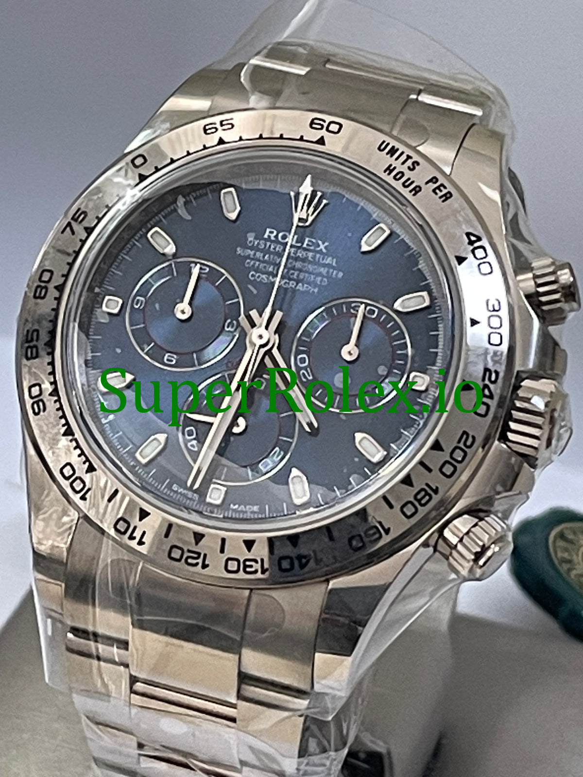 Cosmograph Daytona 40 White Gold Blue Index Dial Ref.116509