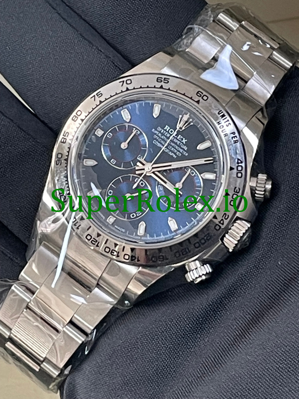 Cosmograph Daytona 40 White Gold Blue Index Dial Ref.116509