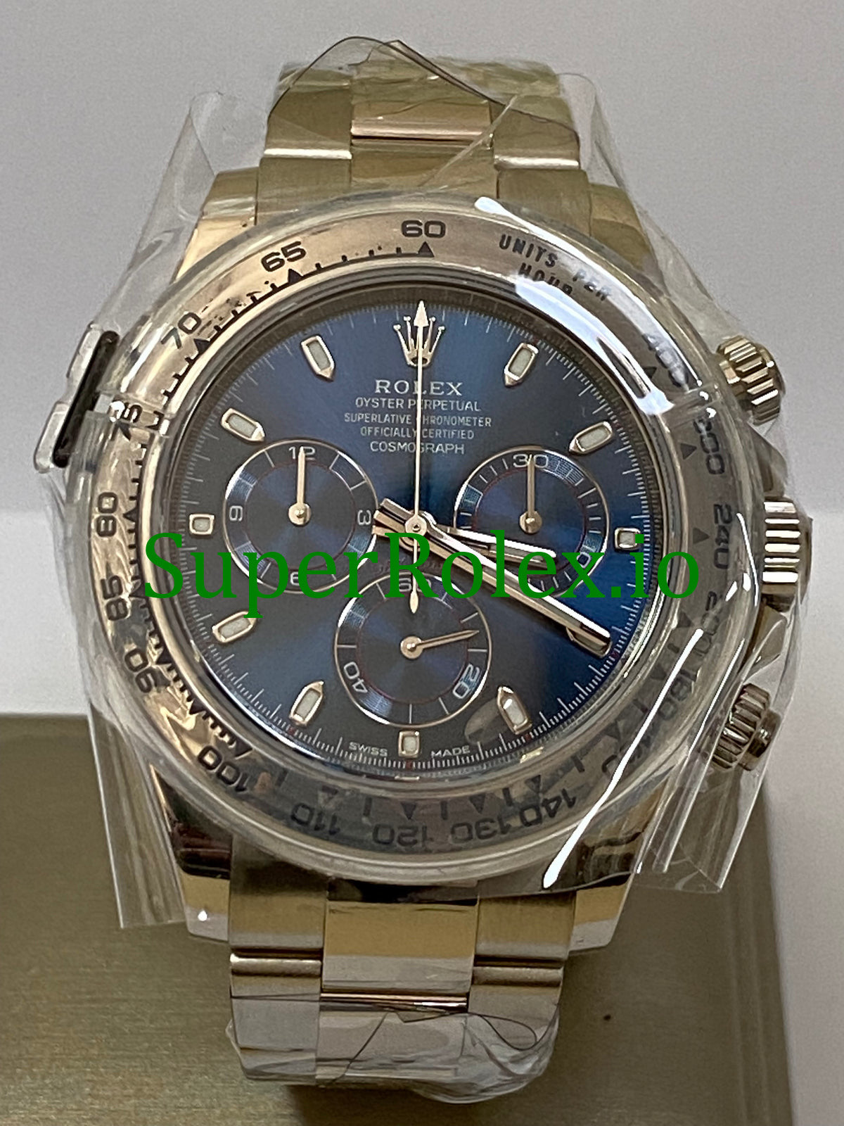 Cosmograph Daytona 40 White Gold Blue Index Dial Ref.116509