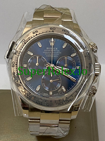 Cosmograph Daytona 40 White Gold Blue Index Dial Ref.116509