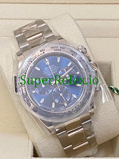 Cosmograph Daytona 40 White Gold Blue Index Dial Ref.116509