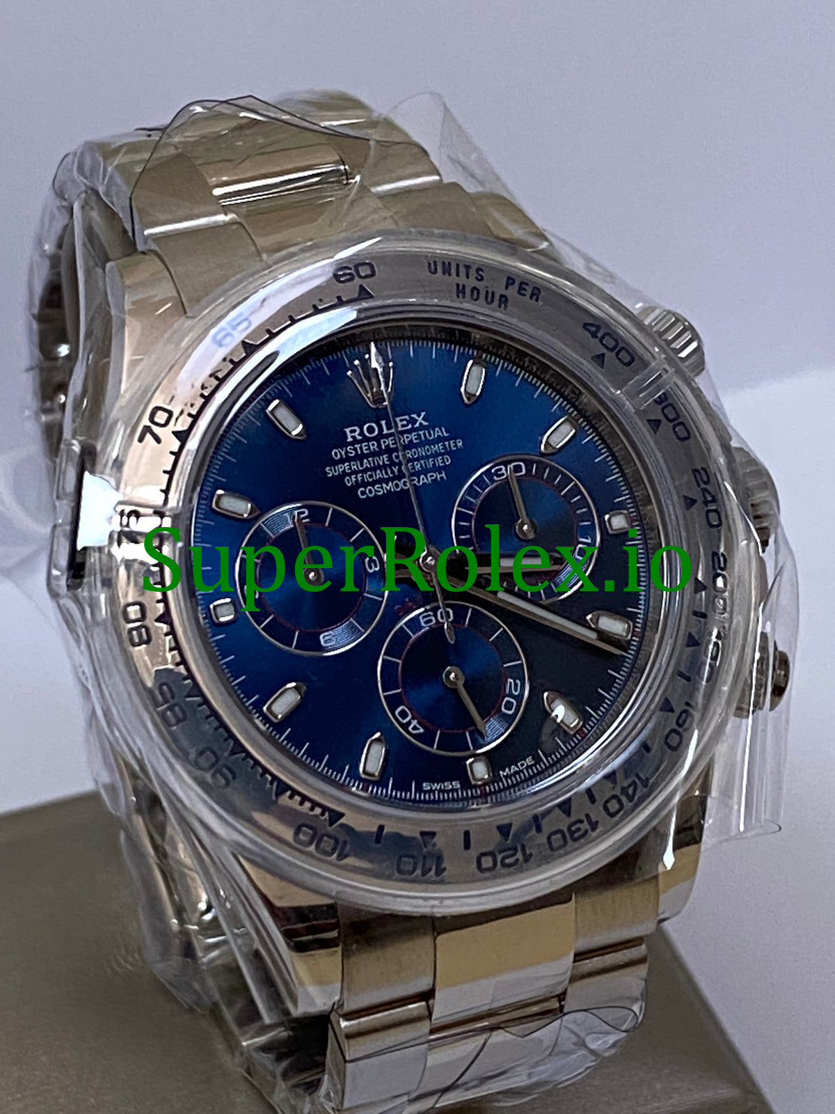 Cosmograph Daytona 40 White Gold Blue Index Dial Ref.116509