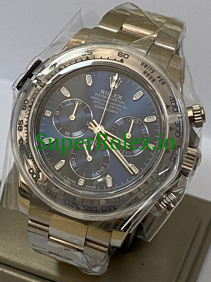 Cosmograph Daytona 40 White Gold Blue Index Dial Ref.116509