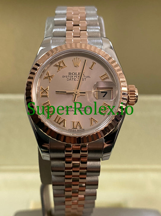 Lady-Datejust 26 Everose Gold and Steel Pink Roman Dial Ref.179171