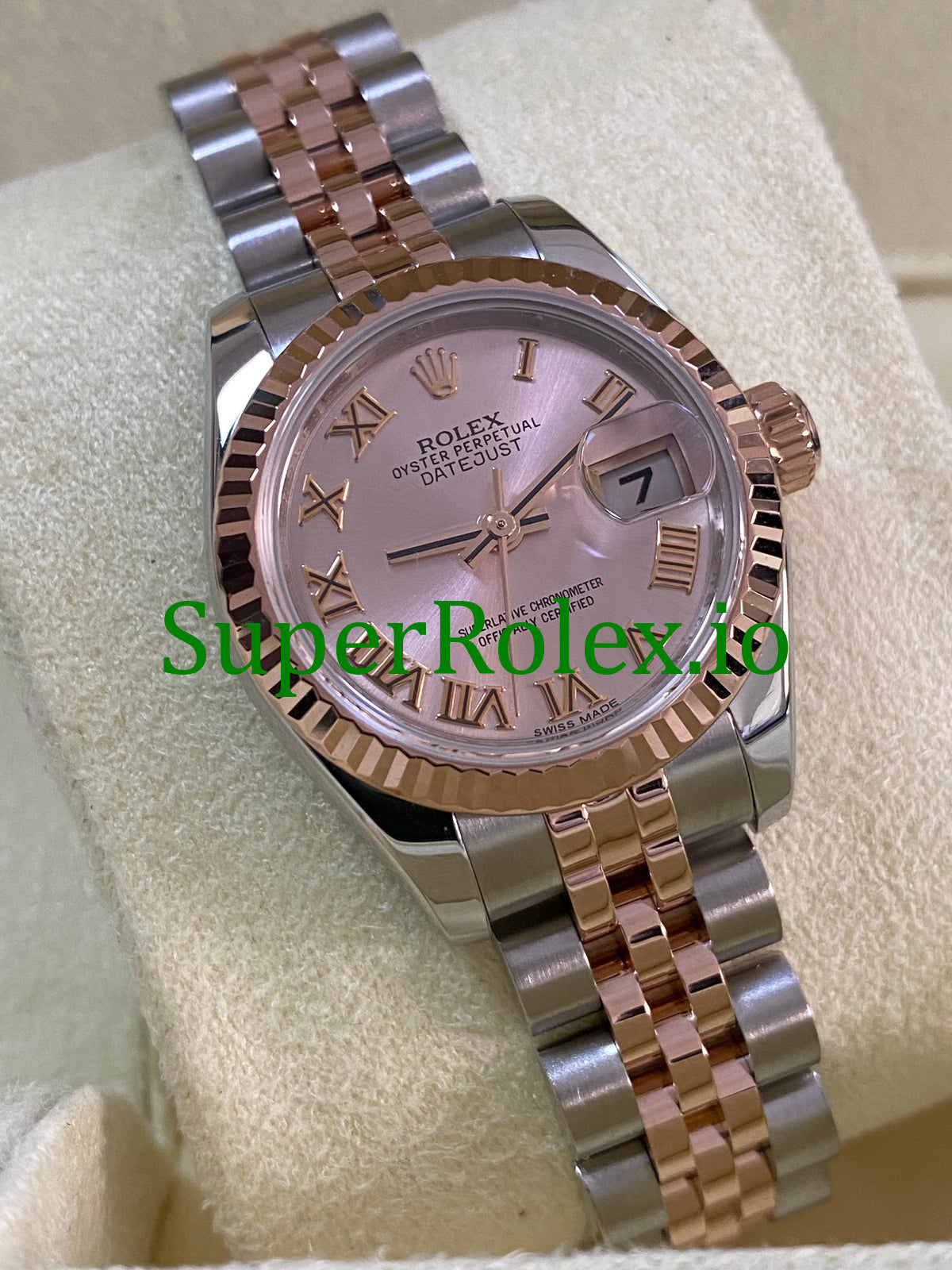 Lady-Datejust 26 Everose Gold and Steel Pink Roman Dial Ref.179171