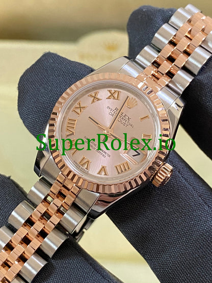 Lady-Datejust 26 Everose Gold and Steel Pink Roman Dial Ref.179171