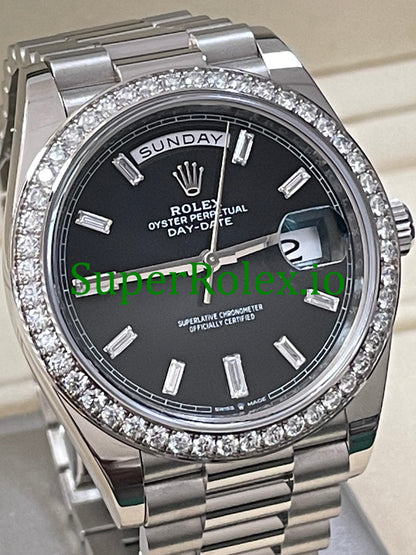 Day-Date 40 White Gold Ref.228349RBR Black Baguette Diamond Dial