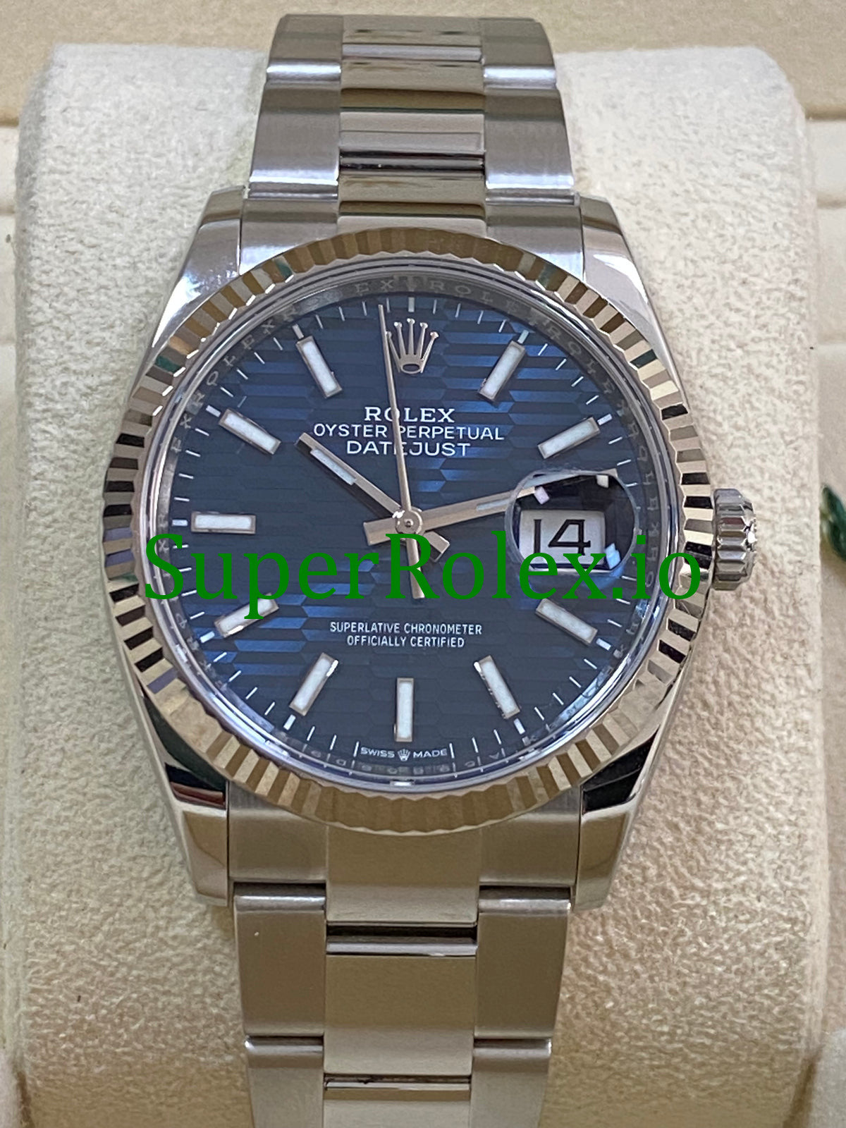 Datejust 36 Stainless Steel Bright Blue Fluted-Motif Dial Ref.126234