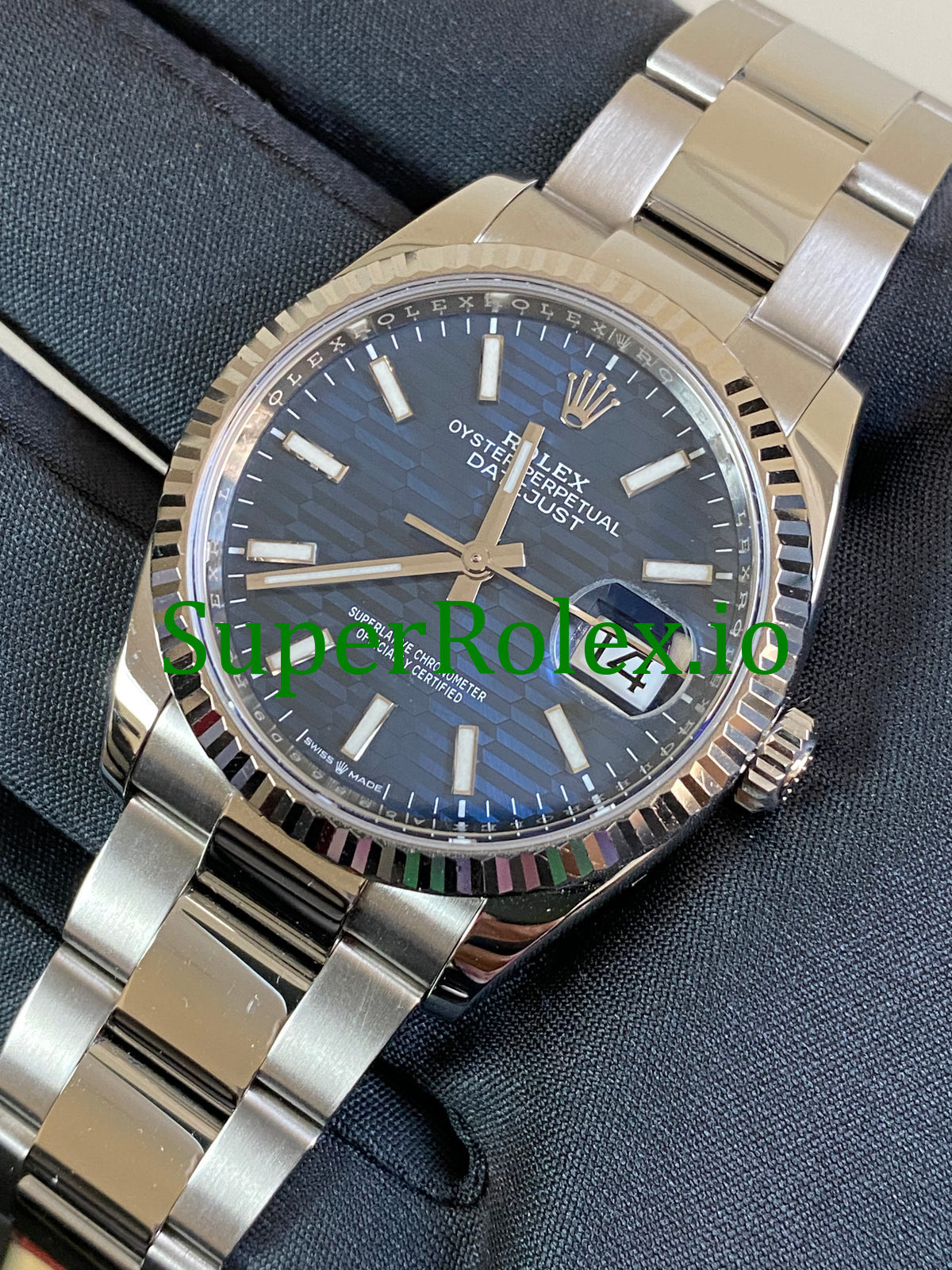 Datejust 36 Stainless Steel Bright Blue Fluted-Motif Dial Ref.126234