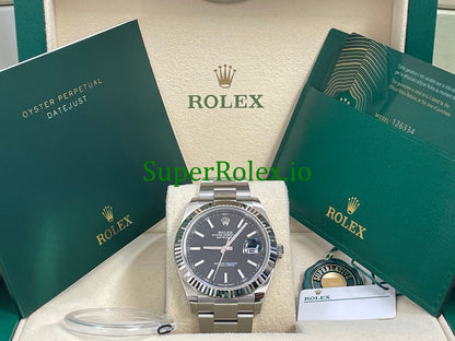 Datejust 41 Steel and White Gold Black Index Dial Ref.126334