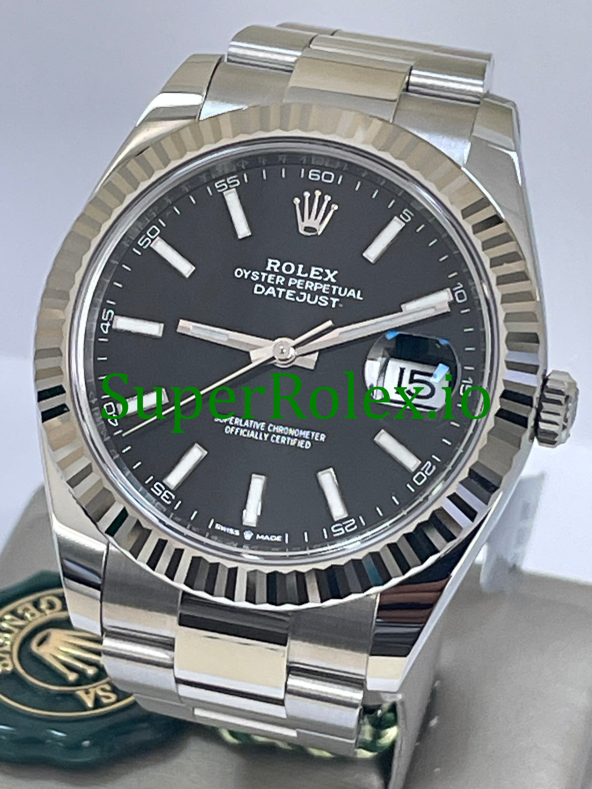 Datejust 41 Steel and White Gold Black Index Dial Ref.126334