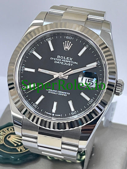 Datejust 41 Steel and White Gold Black Index Dial Ref.126334